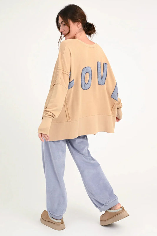 Oversize-Sweatshirt „Kriz“ mit LOVE-Patches | Love Joy Victory (Onesize)