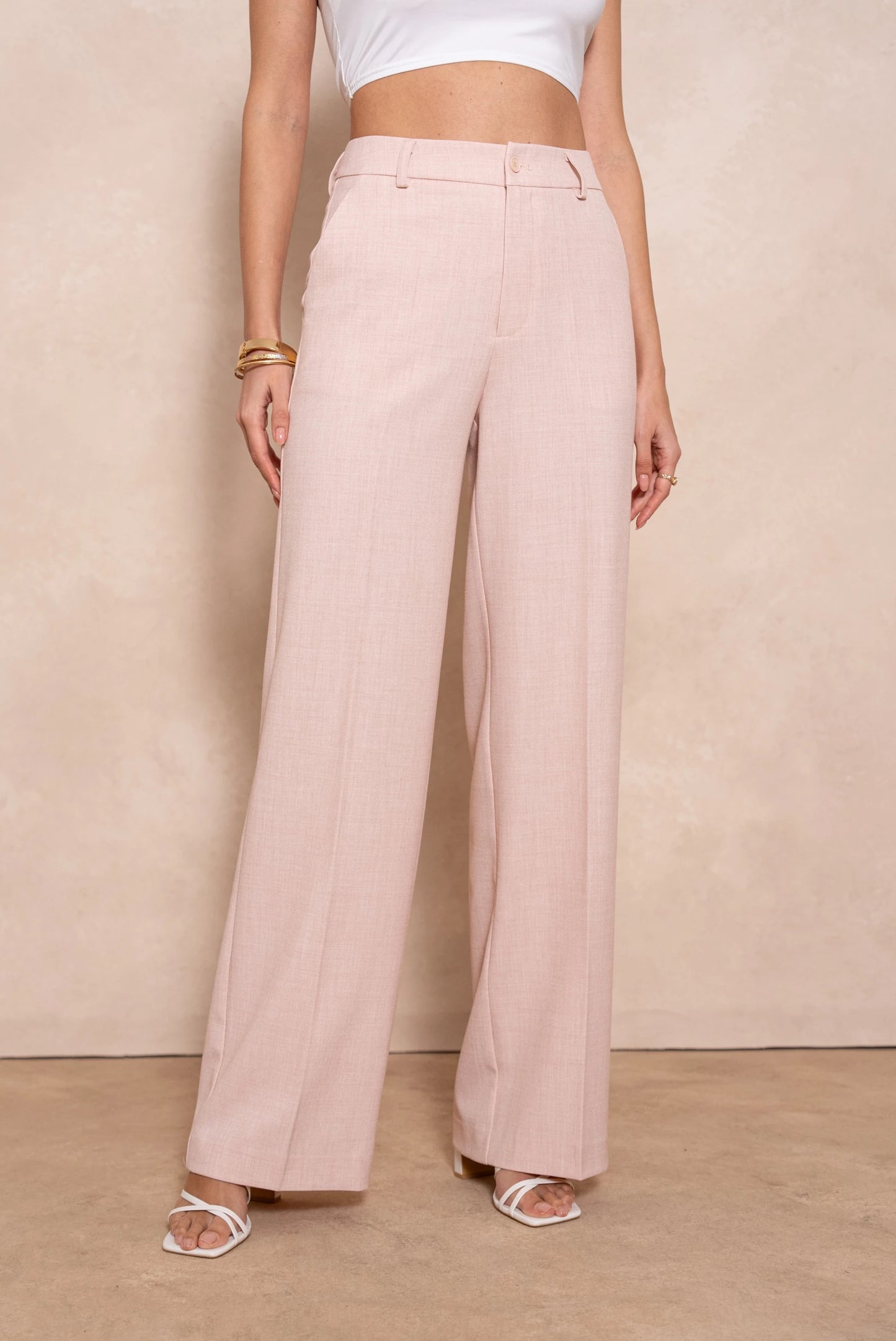 High-Waist-Hose in Blush mit weitem Schnitt