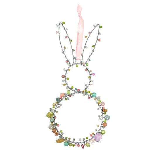 Handgefertigter Perlenhase – Pastell, 22 × 10 cm Deko Das Zierwerk