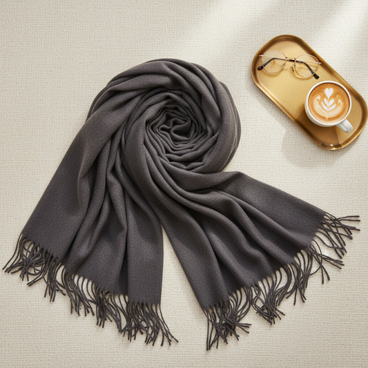 Kaschmirschal mit Fransen – Jet Black (elegant & markant) Schal MyRomy