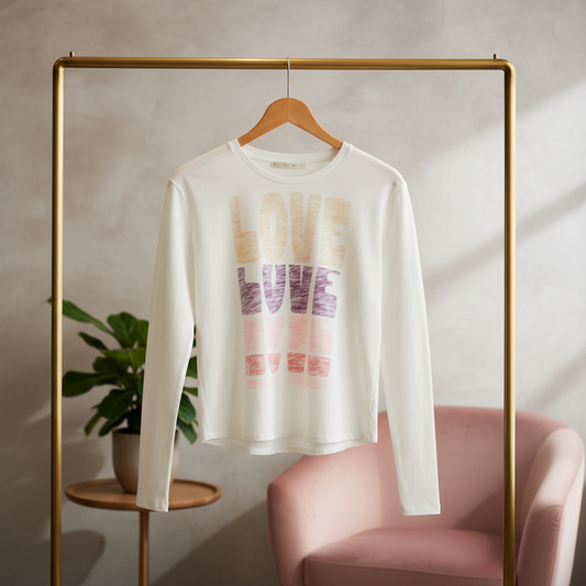 Langarmshirt mit Statement-Print LOVE – Lovo | Love Joy Victory (Größe L) Shirt Love Joy Victory