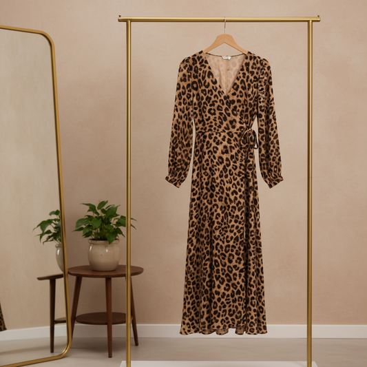 Elegantes Wickelkleid im Leopardenmuster – Stilvoll & feminin Kleid Das Zierwerk
