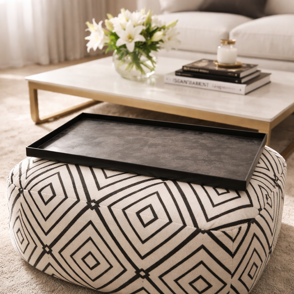 Rechteckiges Tablett aus Eisen – Schwarz, 44 x 17 cm Tablett Chic Antique