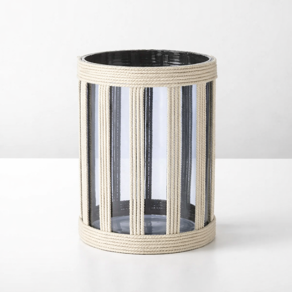 Hohes Windlicht aus Glas mit Jute – maritime Deko für drinnen & draußen Windlicht Gilde