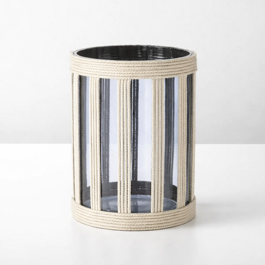 Hohes Windlicht aus Glas mit Jute – maritime Deko für drinnen & draußen Windlicht Gilde
