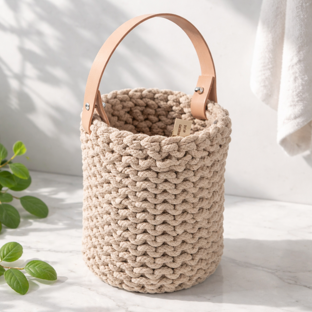 Bottle Bag aus Baumwolle mit Lederhenkel – Beige von Peter Dahlenburg Weinkühler Peter Dahlenburg Living