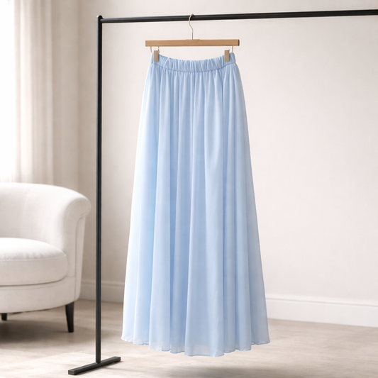 Eleganter Midirock in Pastellblau – Frühling/Sommer Rock Das Zierwerk