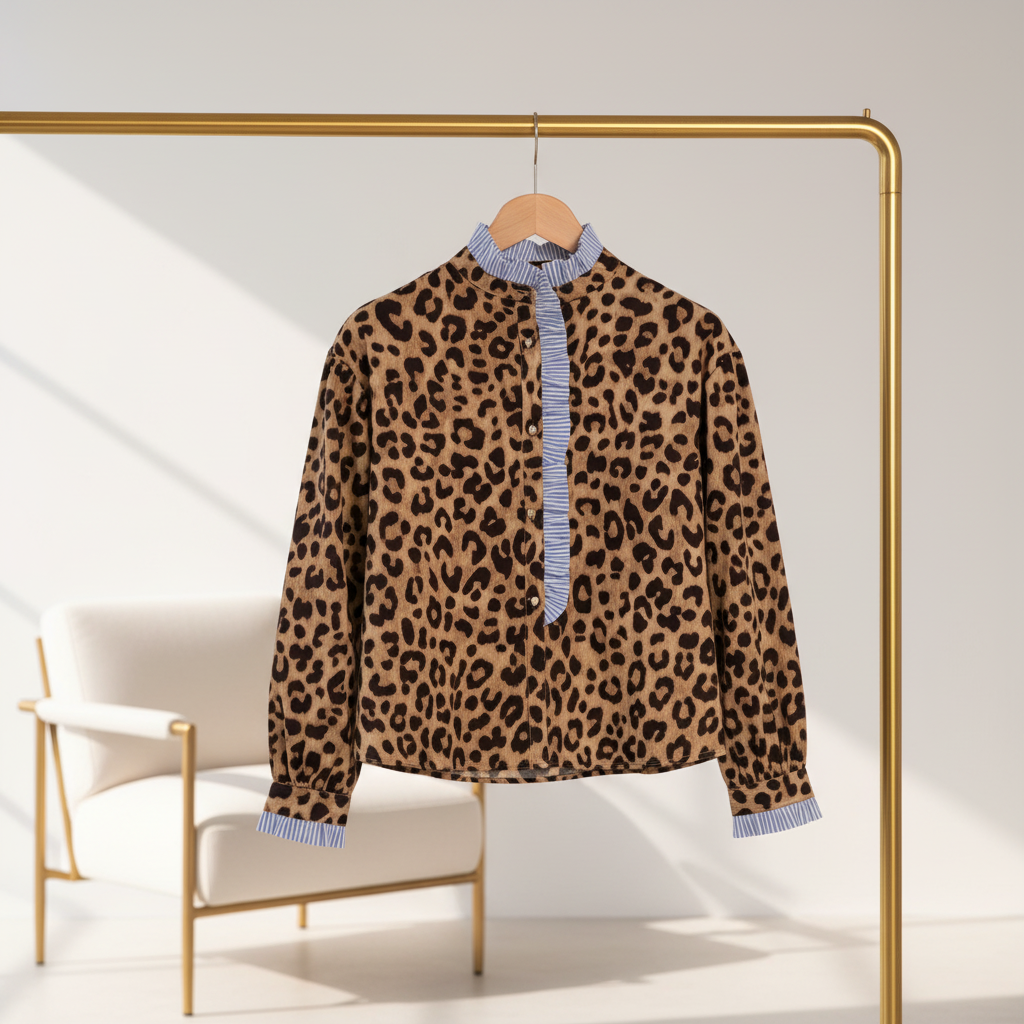 Leopardenprint-Bluse mit Rüschen – Modern, verspielt & ausdrucksstark Bluse Das Zierwerk