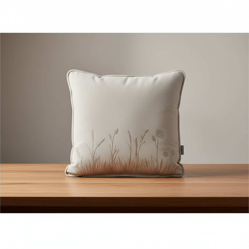 Dekokissen Filz Beige mit Gräsermotiv Kissen Gilde