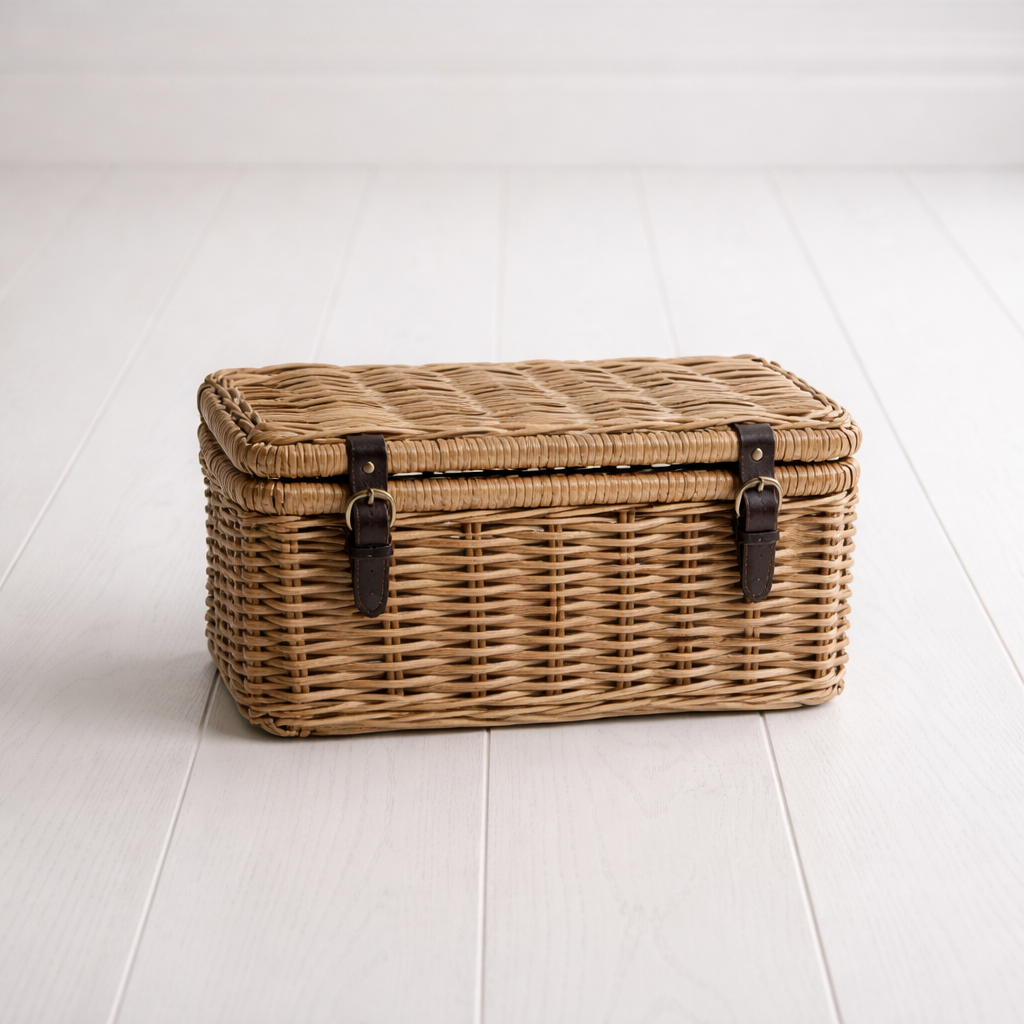 Kleiner Weidenkoffer mit Deckel und Verschluss – 48 x 41 x 29 cm Korb Das Zierwerk