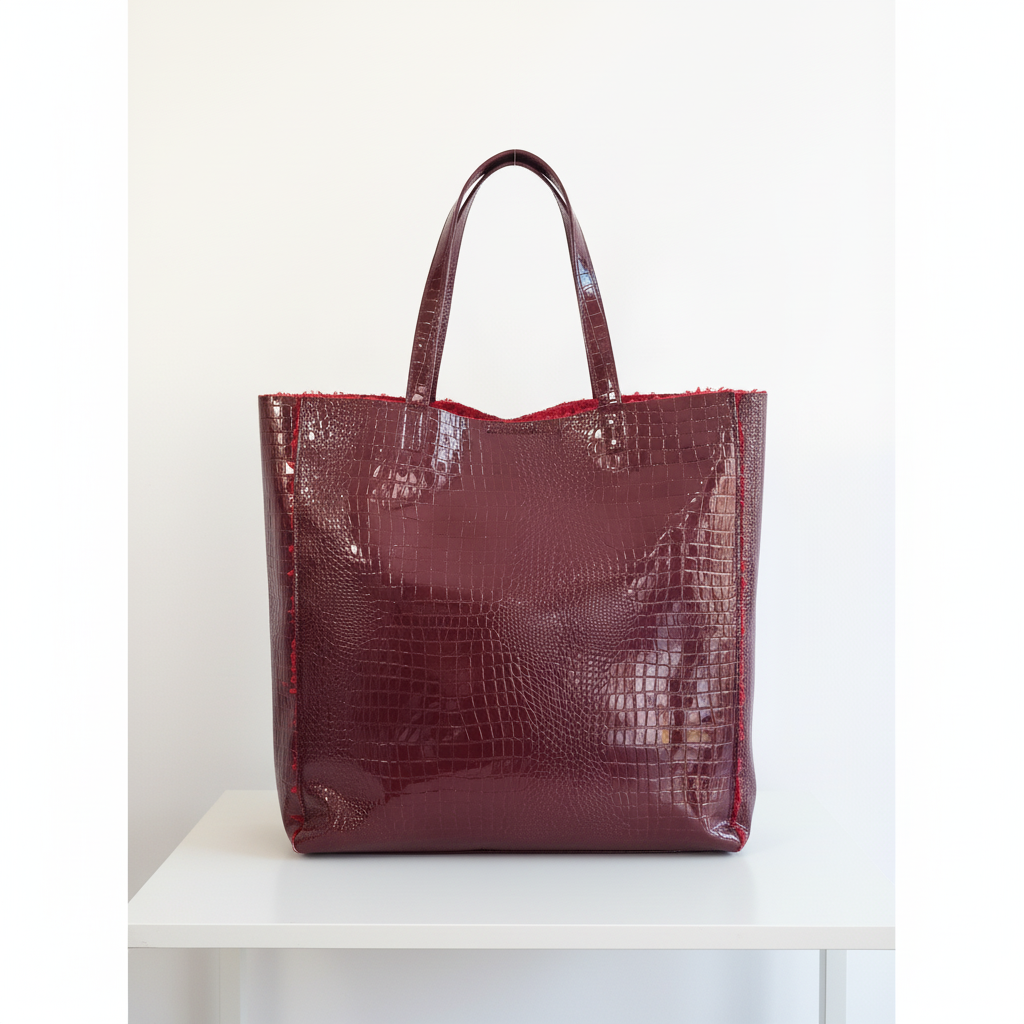 Bordeaux Shopper mit Kroko-Prägung – elegant & zeitlos Tasche Das Zierwerk