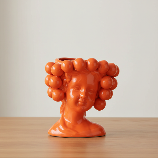 Keramik-Übertopf „Orangen Mädchen“ – Extravagantes Designstück in kräftigem Orange Übertopf Das Zierwerk