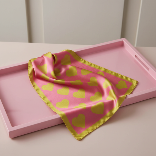 Stylisches Satin-Halstuch mit goldenem Herzmotiv Schal Das Zierwerk
