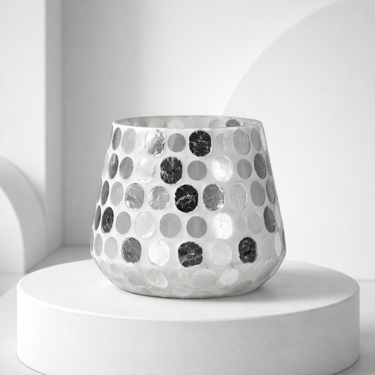 Windlicht aus Glas mit silbernen Punkten – stilvolle Lichtmomente Windlicht Das Zierwerk