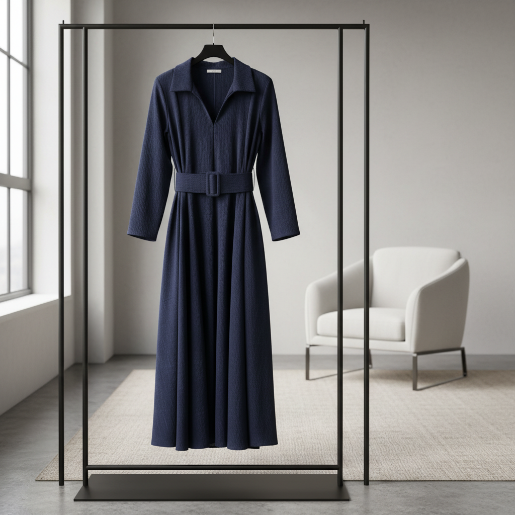 Weites langes Kleid mit Gürtel & Taschen – eleganter Oversize-Look Kleid Das Zierwerk