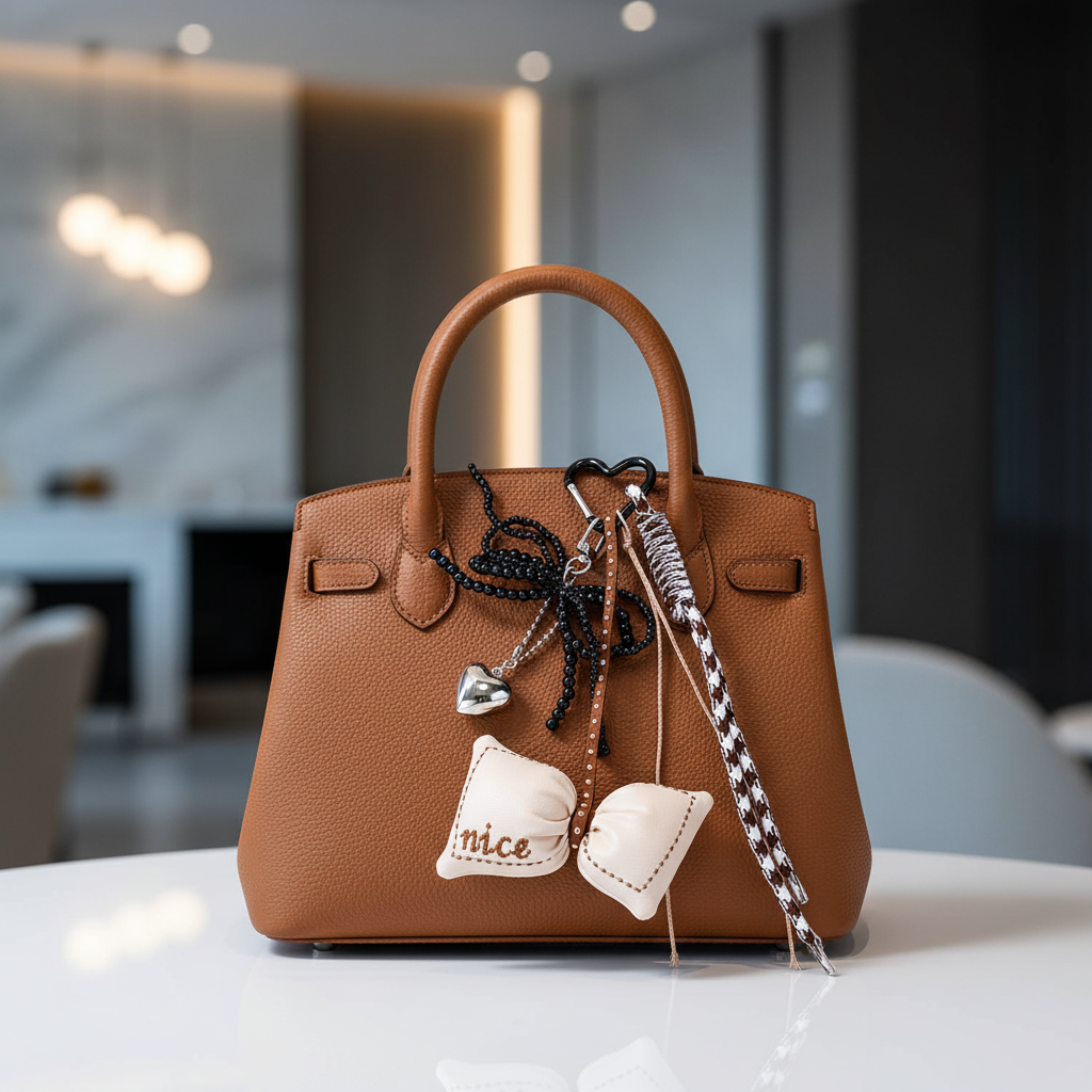 Originelles Taschenaccessoire mit Schleife, Herz & Bändern – dekorativ & funktional. Brosche Das Zierwerk