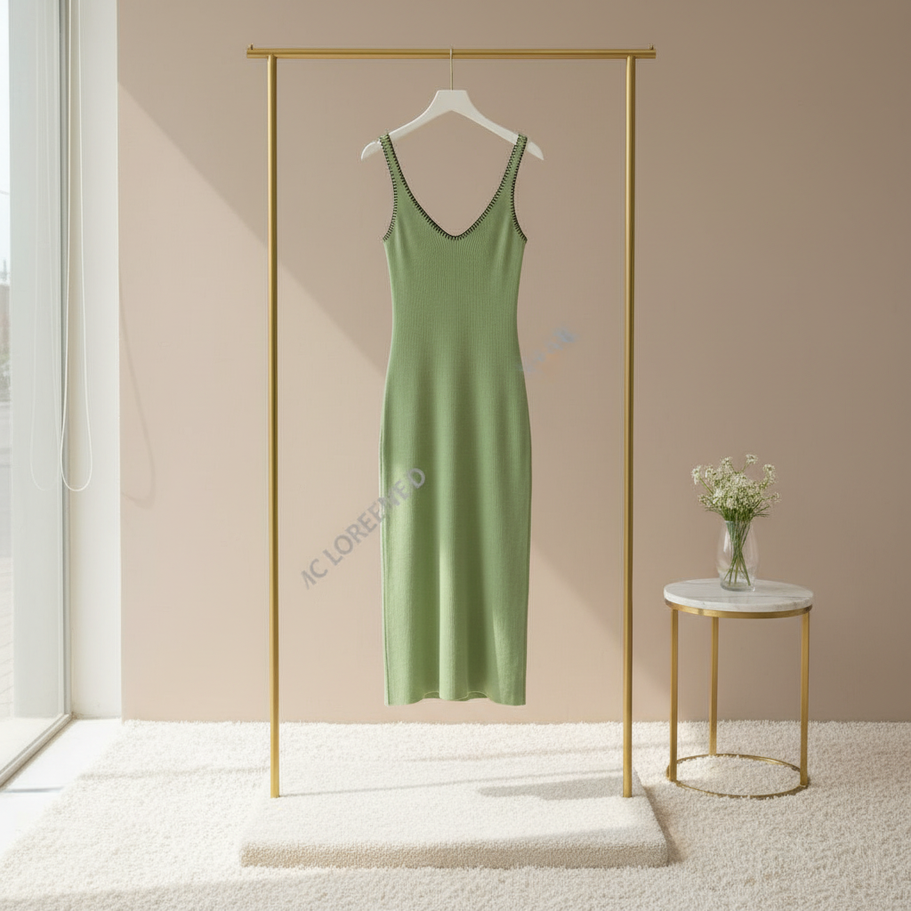 Strickkleid „Summer Soft“ – 100 % Viskose – Grün Kleid Das Zierwerk