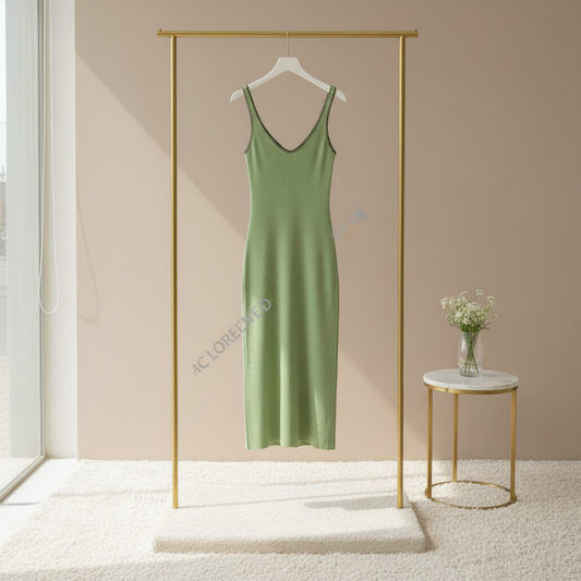 Strickkleid „Summer Soft“ – 100 % Viskose – Grün Kleid Das Zierwerk