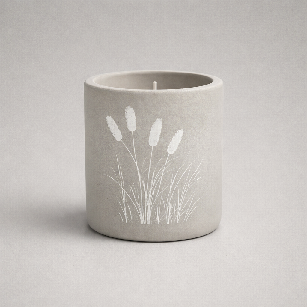 Beton-Kerze „Seegras“ in Grau – maritime Deko mit natürlichem Charme Kerze Das Zierwerk