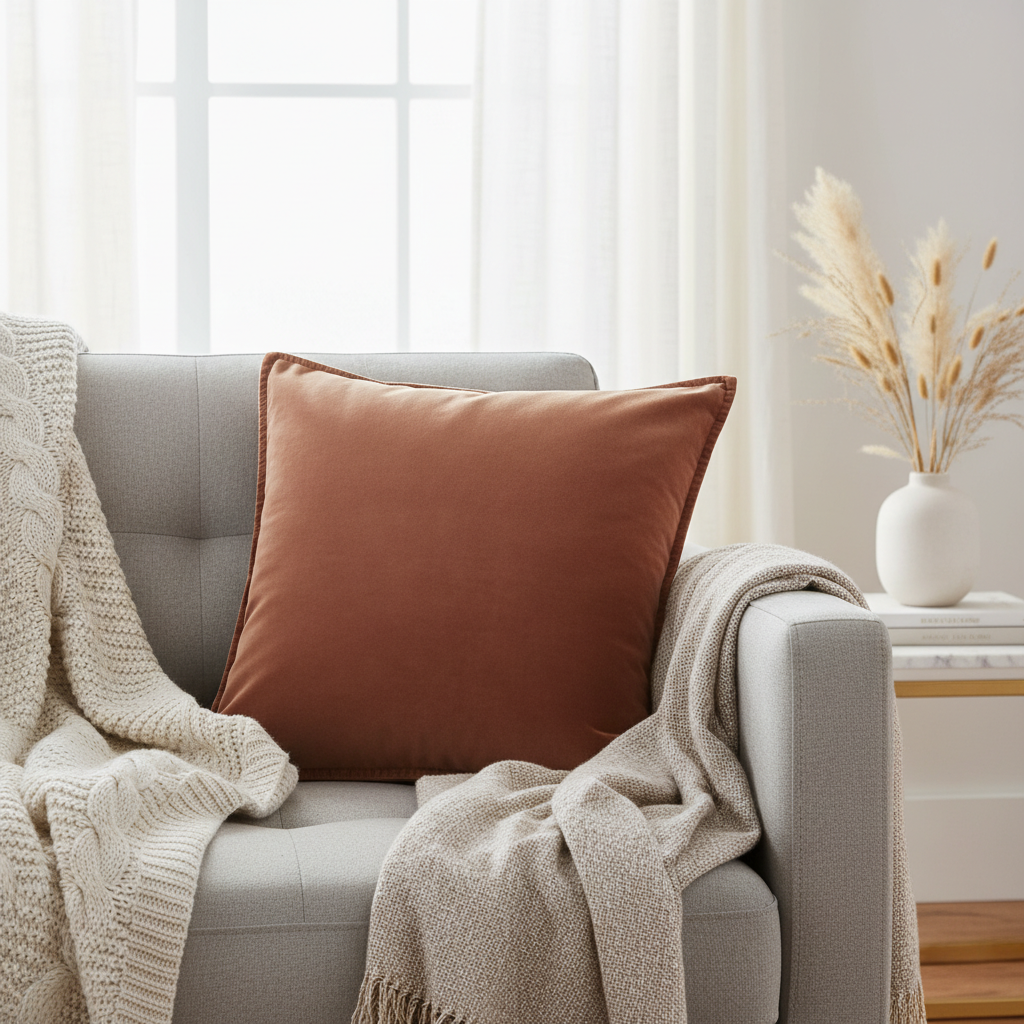 Kissenhülle „Rost“ 50x50 cm – Samt-Kissenbezug in Rostrot, samtig & elegant Kissen Ib Laursen