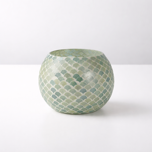 Windlicht Mosaik Kugel grün – Glas, Ø15 x H11 cm Windlicht Das Zierwerk
