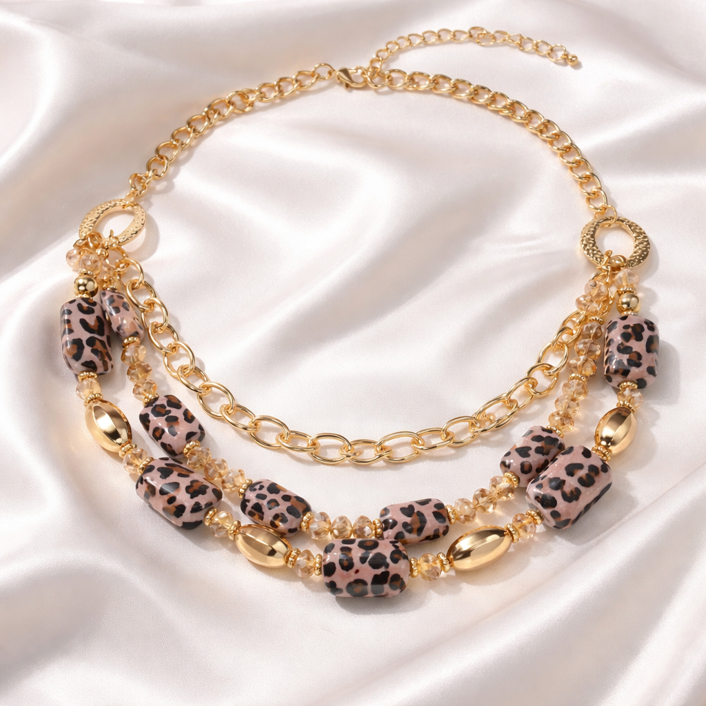 Statement-Halskette „Leoprint & Gold“ – ausdrucksstark & einzigartig Halskette Das Zierwerk