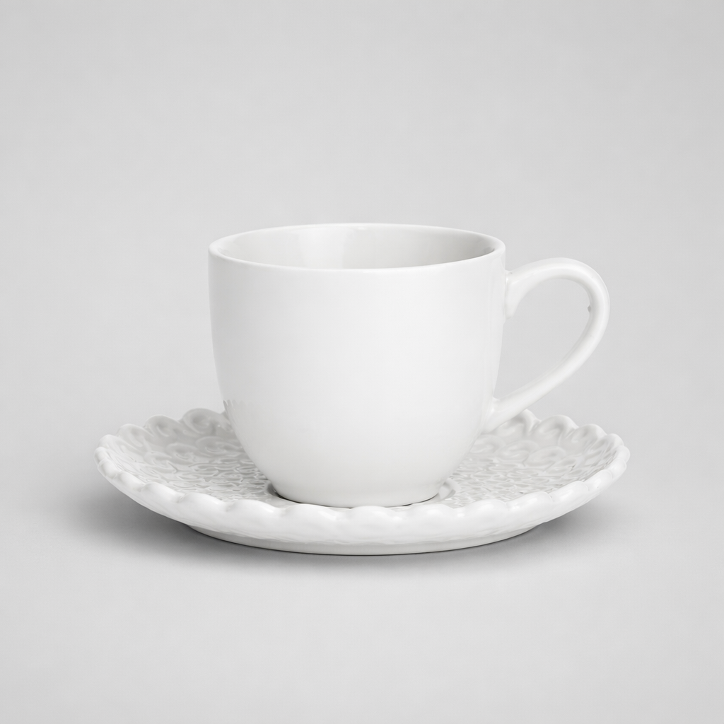 LA PORCELLANA BIANCA Espressotasse „Momenti“, Weiß Espressotasse Rose & Tulipani