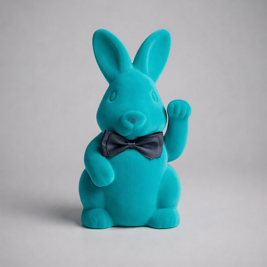 Winke Hase Türkis – Flock Dekofigur (20 × 11 cm) Deko Das Zierwerk