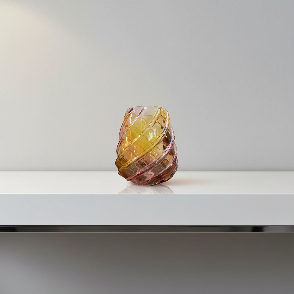 Vase Glas Swirl Gelb Pink Lila Vase Colmore