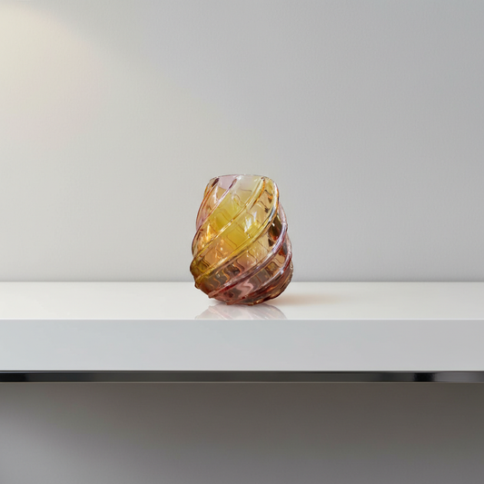 Vase Glas Swirl Gelb Pink Lila Vase Colmore