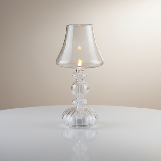 LED Lampe mit Flamme – klares Glas, 30 × 14 cm Lampe Das Zierwerk