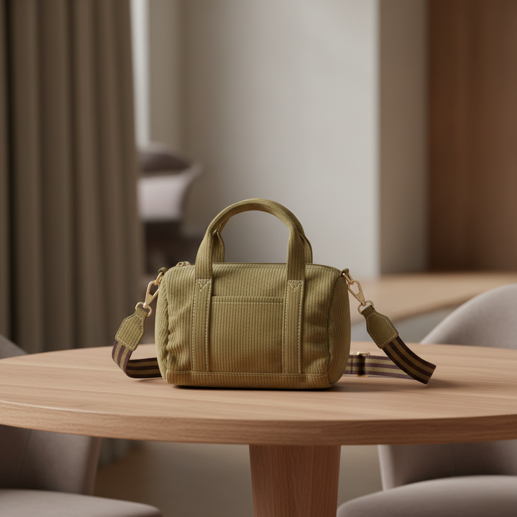 Cord-Handtasche Schwarz mit breitem Schultergurt – Weich, leicht & stylisch Tasche Das Zierwerk