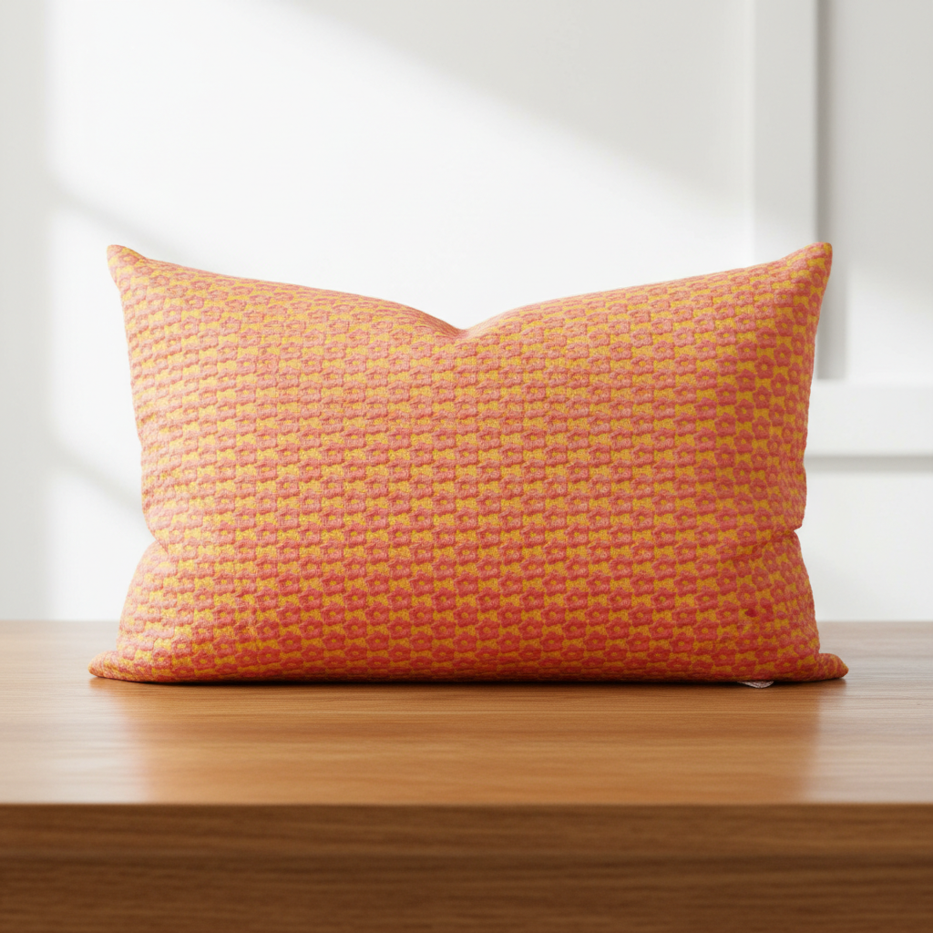 Zierkissen „Flora Pop“ – Pink-Orange in Rechteckform Kissen Das Zierwerk