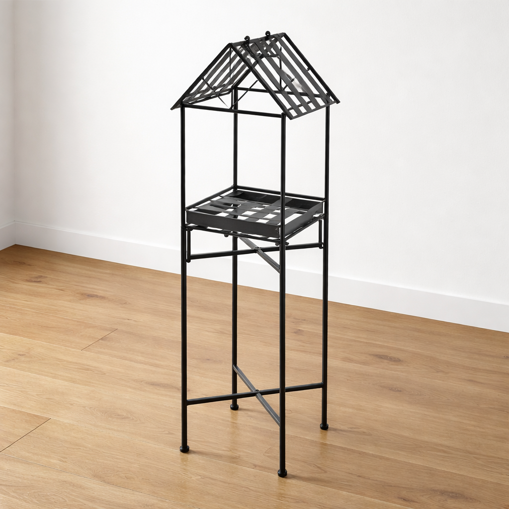 Blumensäule mit Dach – Metallregal im Gewächshaus-Stil Pflanzgefäß Das Zierwerk