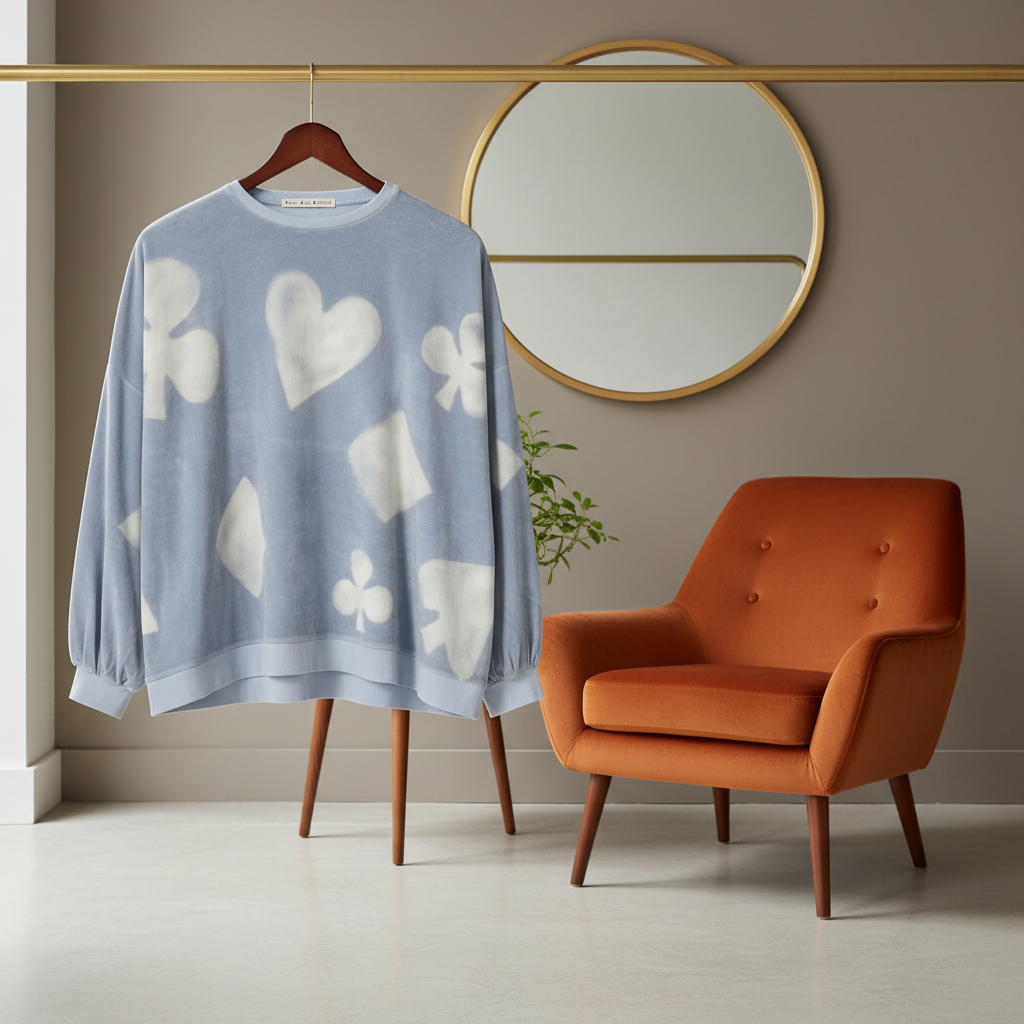 Oversize Sweatshirt aus Frottee – Spielkarten-Design Sweatshirt Love Joy Victory