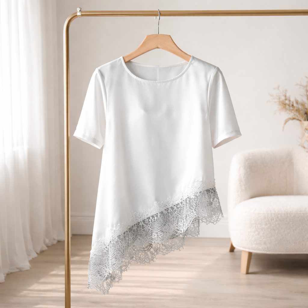 Elegantes Spitzenshirt aus Viskose – Weiß Bluse Das Zierwerk