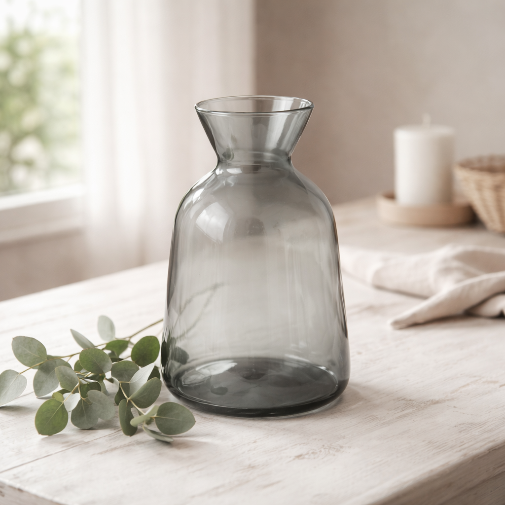 Glasvase Grau – Organische Eleganz | Kaheku Vase Kaheku