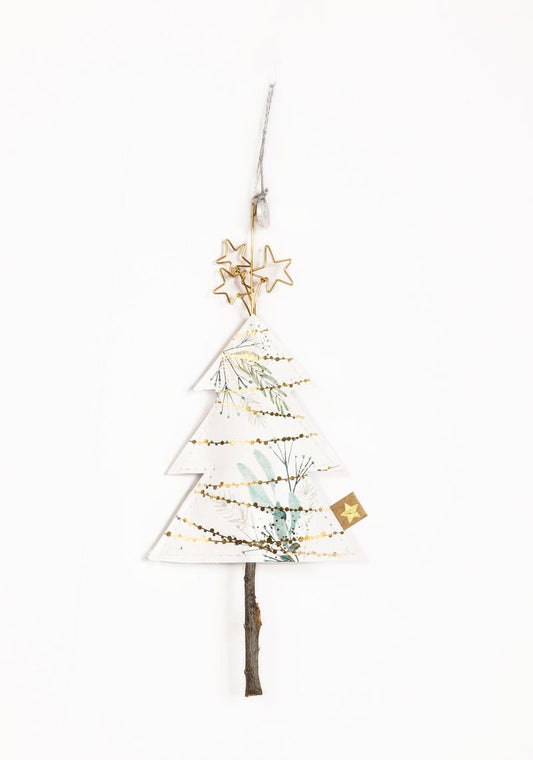 Anhänger „Weißer Tannenbaum mit goldenen Sternen“ – Good Old Friends Baumschmuck Good Old Friends