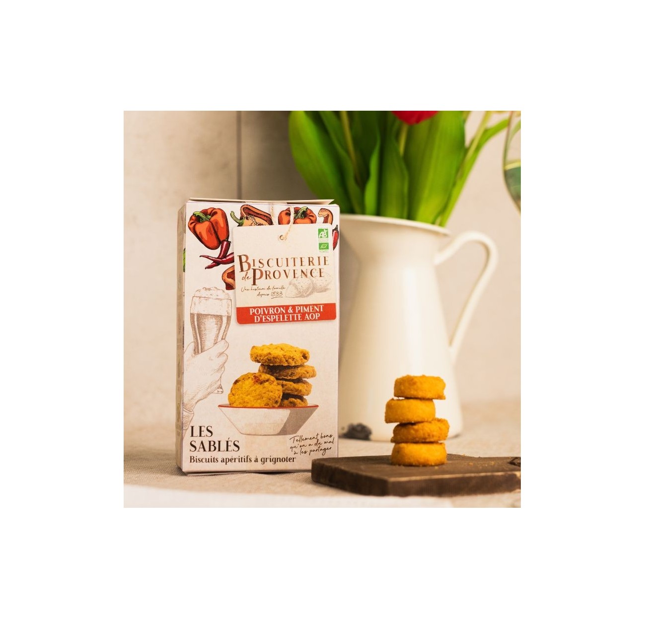 Aperitifkekse Paprika – Französische salzige Gourmet-Sablés Chips Biscuiterie de Provence
