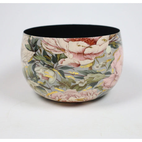 Metallschale „Botanical Bloom“ – Große Dekoschale mit floralem Muster & Goldakzenten