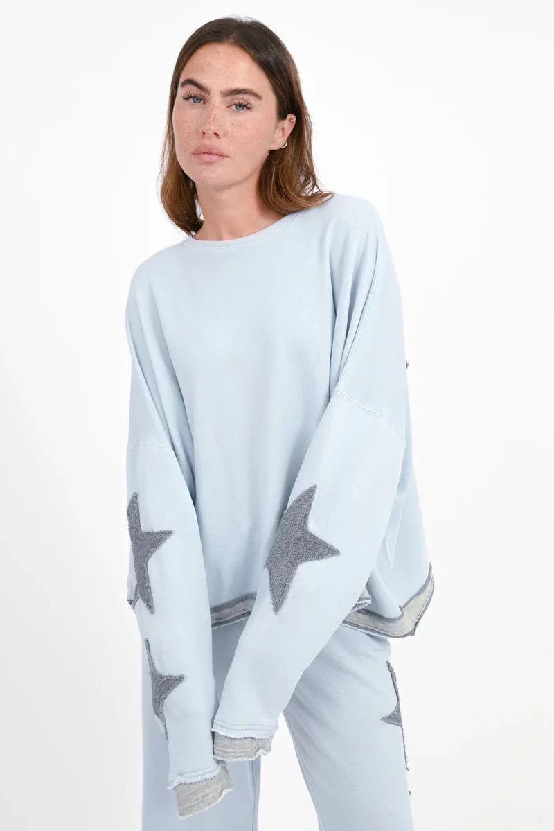 Sweatshirt „Hopewell“ mit Stern-Patches – 100 % Bio-Baumwolle | Love Joy Victory Sweatshirt Love Joy Victory