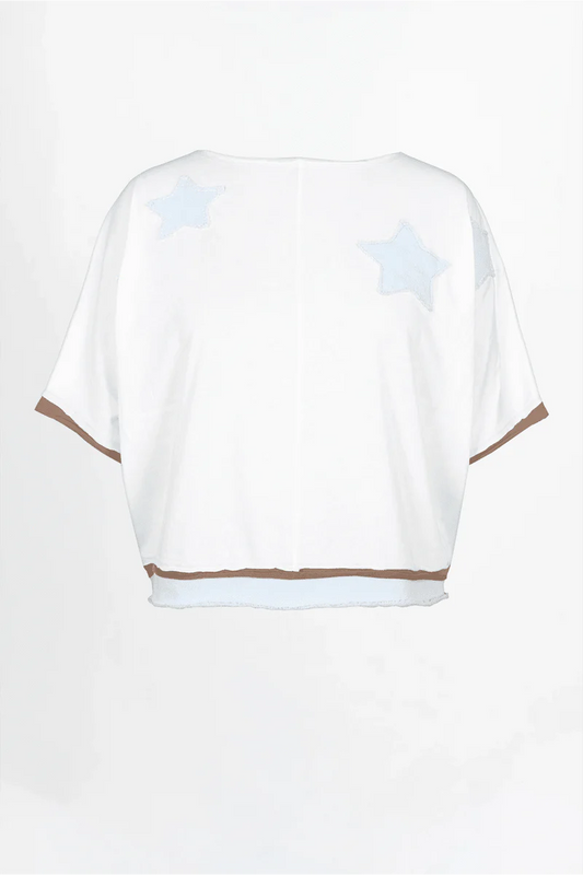 T-Shirt „Rumbia“ – Lässiger Look mit Stern-Patches (M/L) Shirt Love Joy Victory