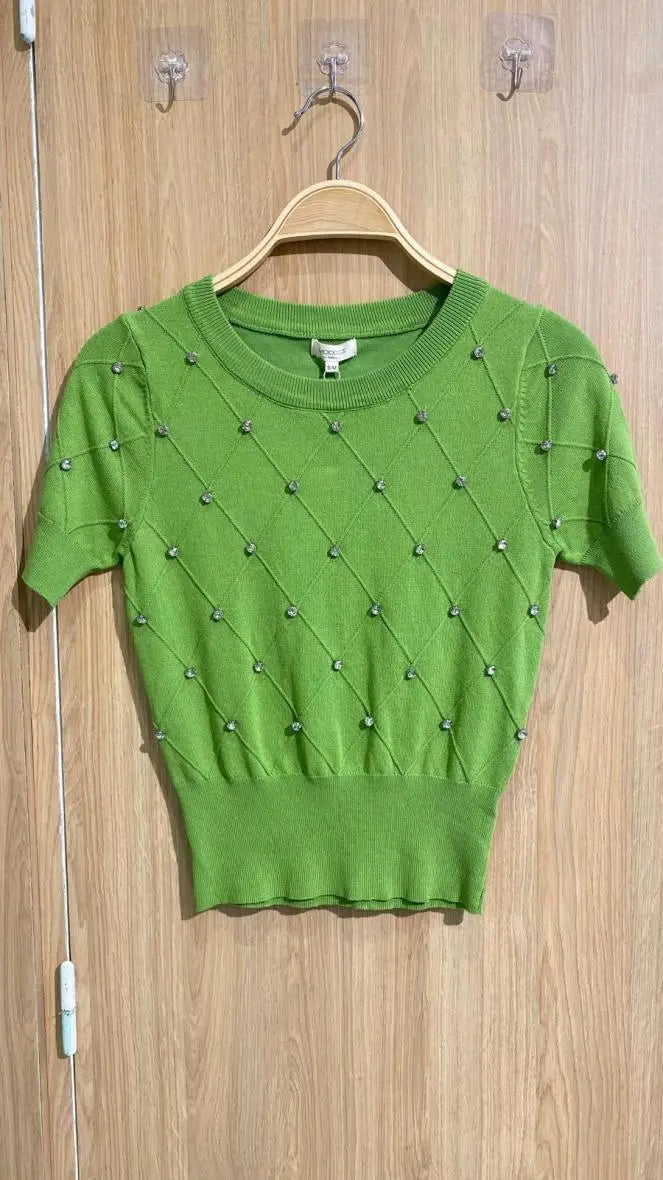 Strick-Top „Jade“ mit Zierperlen