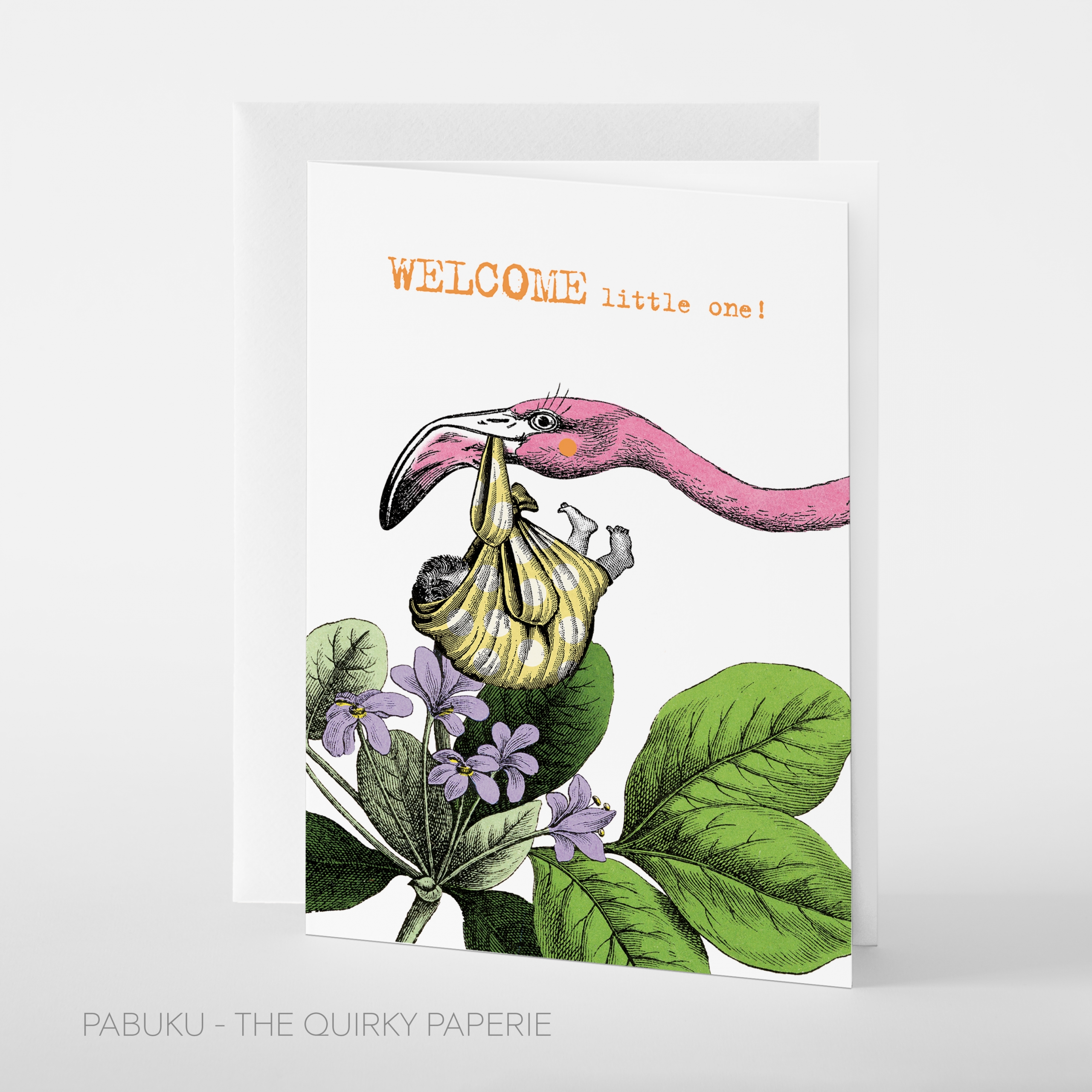 Postkarte "WELCOME flamingo"